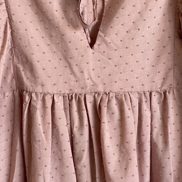 Tancredi & Morgen Womens Blush Pink Swiss Dot Ruffle Peasant Blouse Large - Picture 2 of 6